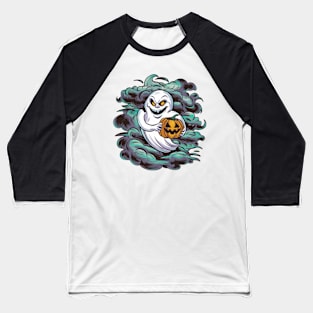 Scary Ghost Halloween Baseball T-Shirt